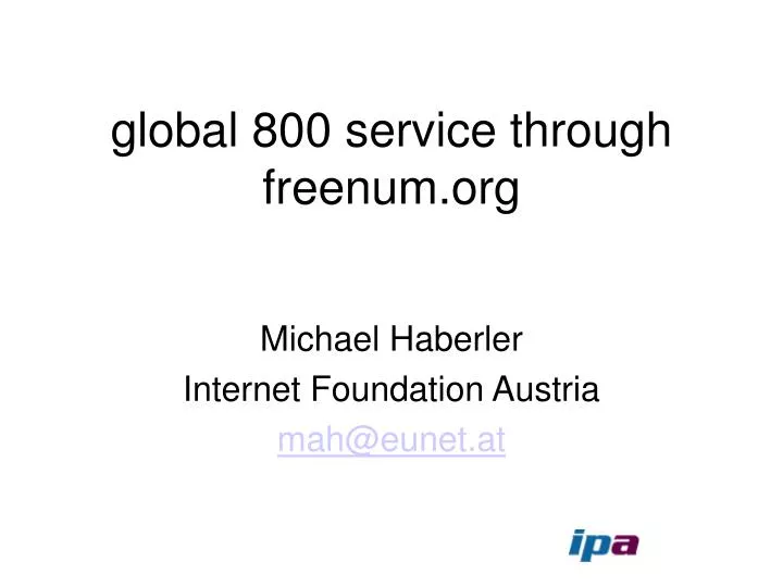 global 800 service through freenum org