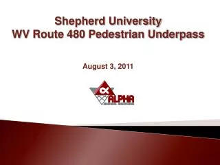 Shepherd University WV Route 480 Pedestrian Underpass