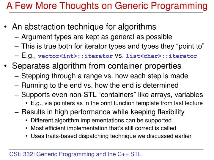 a few more thoughts on generic programming