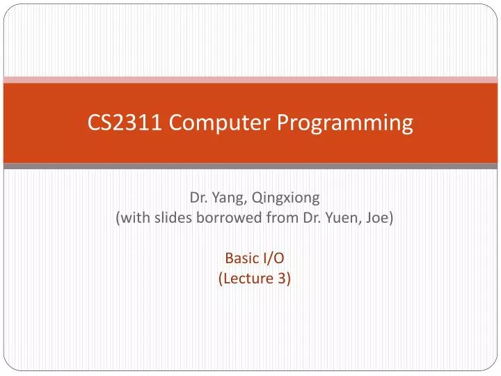 cs2311 computer programming