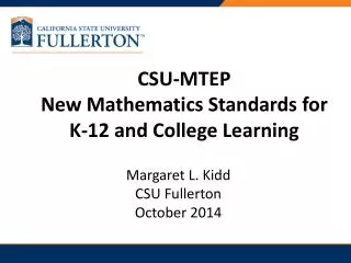 CSU-MTEP New Mathematics Standards for K-12 and College Learning