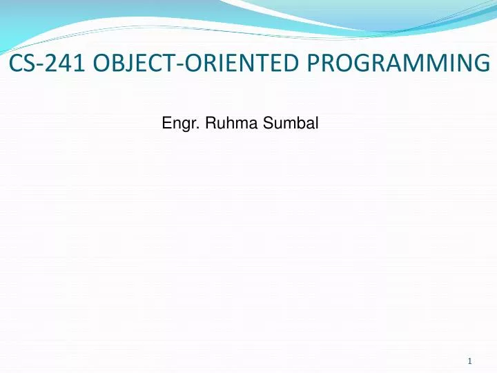 cs 241 object oriented programming