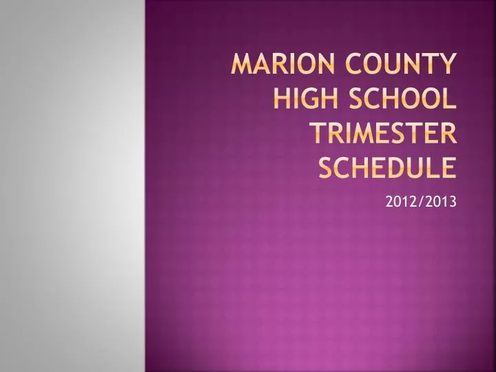 marion county high school trimester schedule