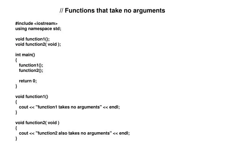 functions that take no arguments