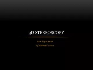 3D Stereoscopy