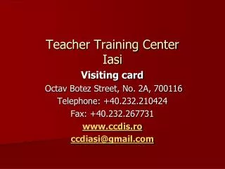 Teacher Training Center I asi