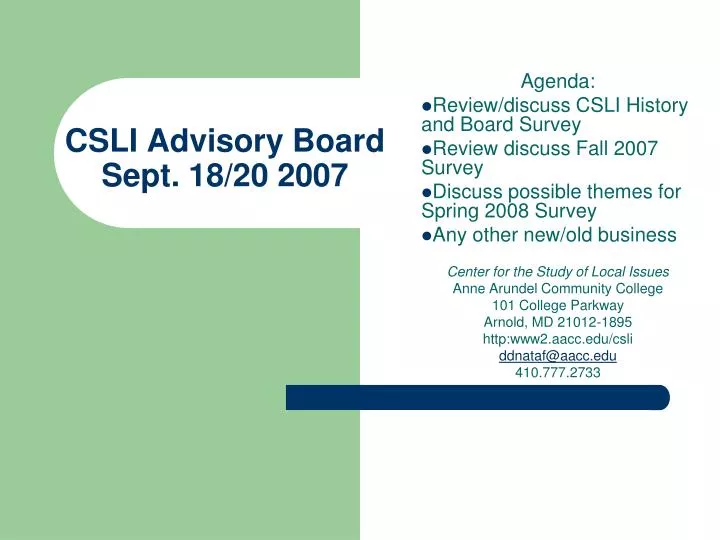 csli advisory board sept 18 20 2007