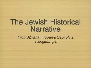 The Jewish Historical Narrative