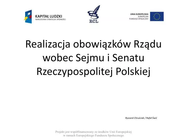 realizacja obowi zk w rz du wobec sejmu i senatu rzeczypospolitej polskiej
