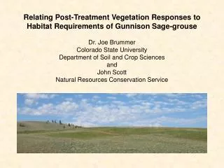 Relating Post-Treatment Vegetation Responses to Habitat Requirements of Gunnison Sage-grouse