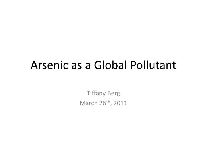 arsenic as a global pollutant