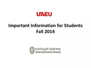 Important Information for Students Fall 2014