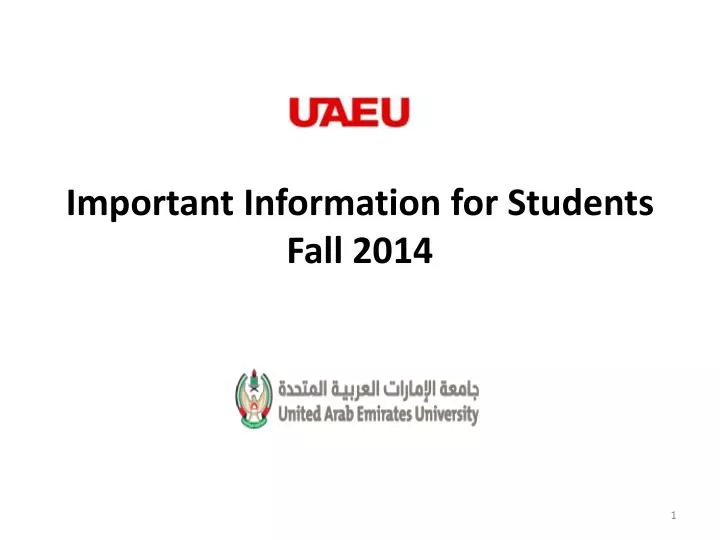 important information for students fall 2014