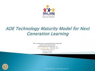 ADE Technology Maturity Model for Next Generation Learning