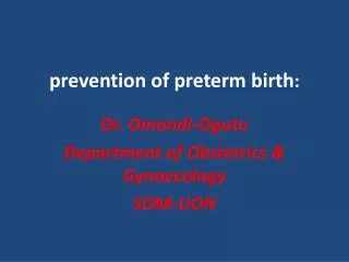 prevention of preterm birth :
