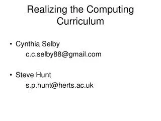 Realizing the Computing Curriculum