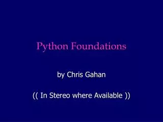 Python Foundations