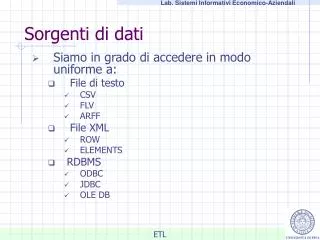 sorgenti di dati