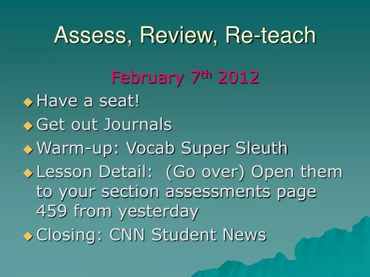 assess review re teach