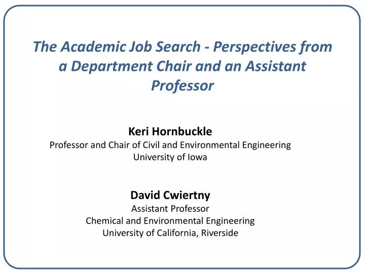 the academic job search perspectives from a department chair and an assistant professor