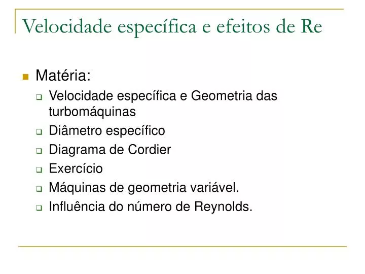 velocidade espec fica e efeitos de re