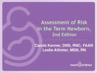 Assessment of Risk in the Term Newborn, 2nd Edition