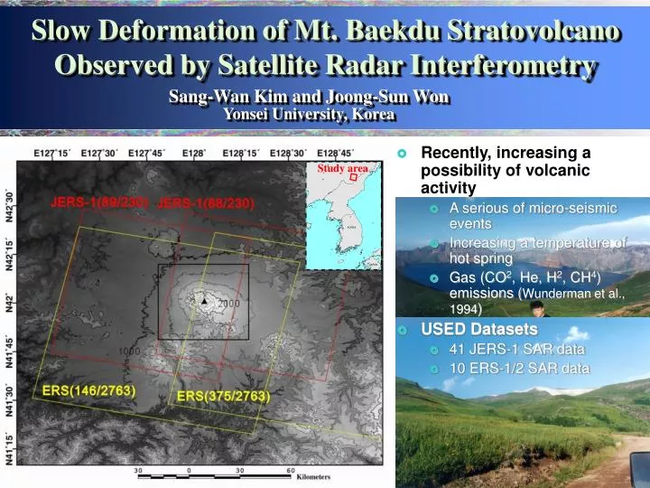 slow deformation of mt baekdu stratovolcano observed by satellite radar interferometry
