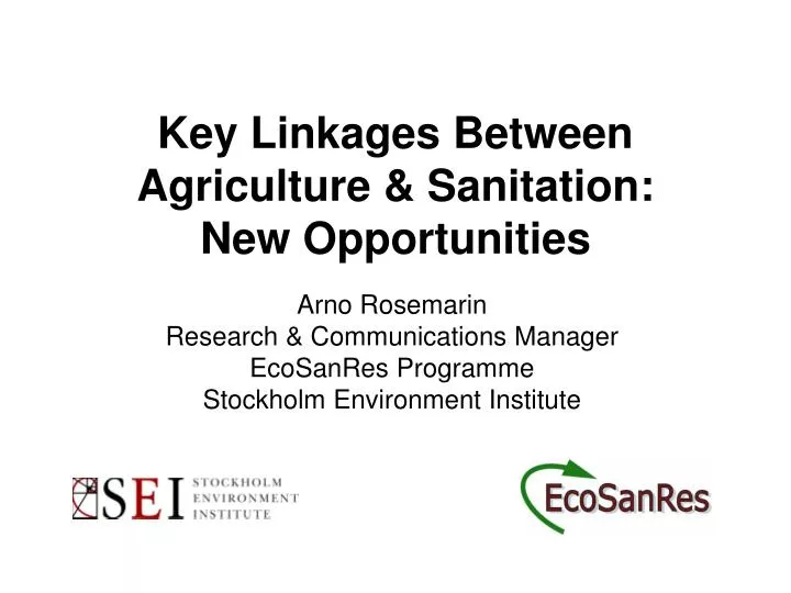 key linkages between agriculture sanitation new opportunities