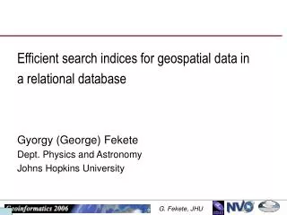 Efficient search indices for geospatial data in a relational database
