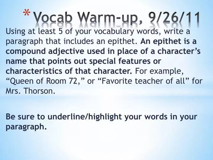 vocab warm up 9 26 11