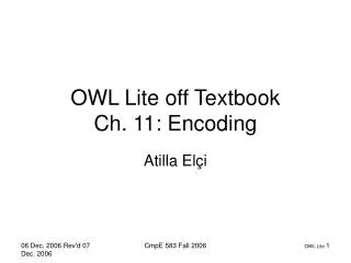 OWL Lite off Textbook Ch. 11: Encoding