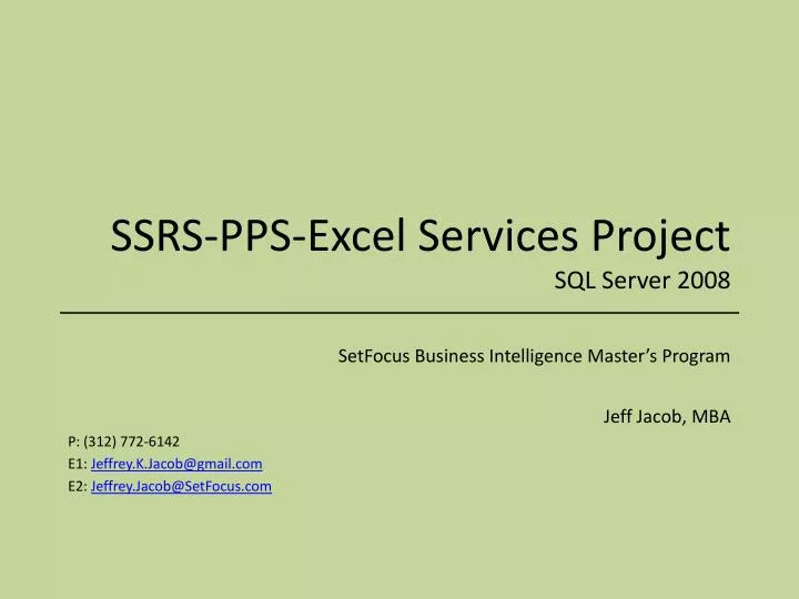 ssrs pps excel services project sql server 2008