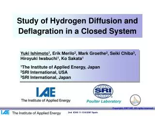 Study of Hydrogen Diffusion and Deflagration in a Closed System