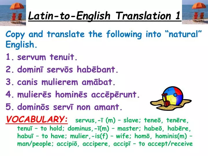 latin to english translation 1