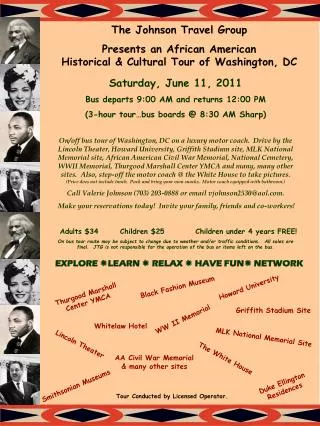 The Johnson Travel Group Presents an African American Historical &amp; Cultural Tour of Washington, DC