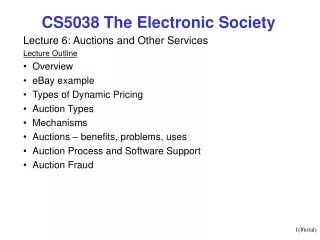 CS5038 The Electronic Society
