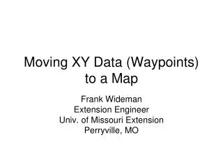 Moving XY Data (Waypoints) to a Map