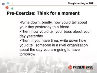 Pre-Exercise: Think for a moment