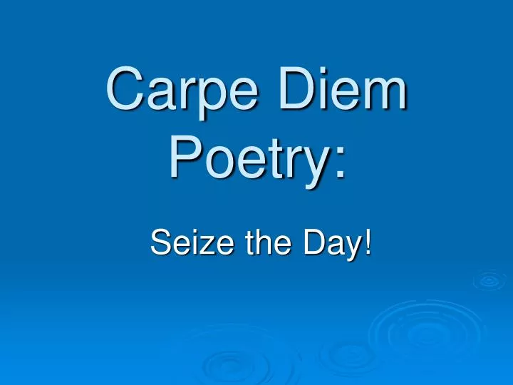 carpe diem poetry