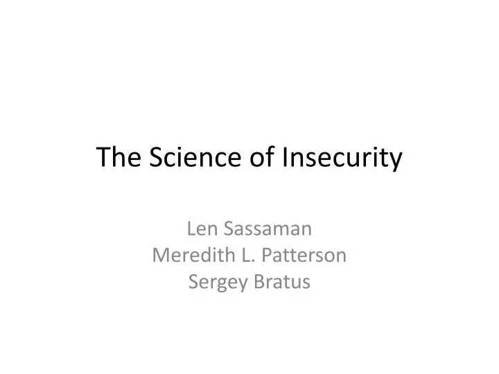 the science of insecurity