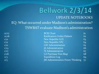 Bellwork 2/3/14