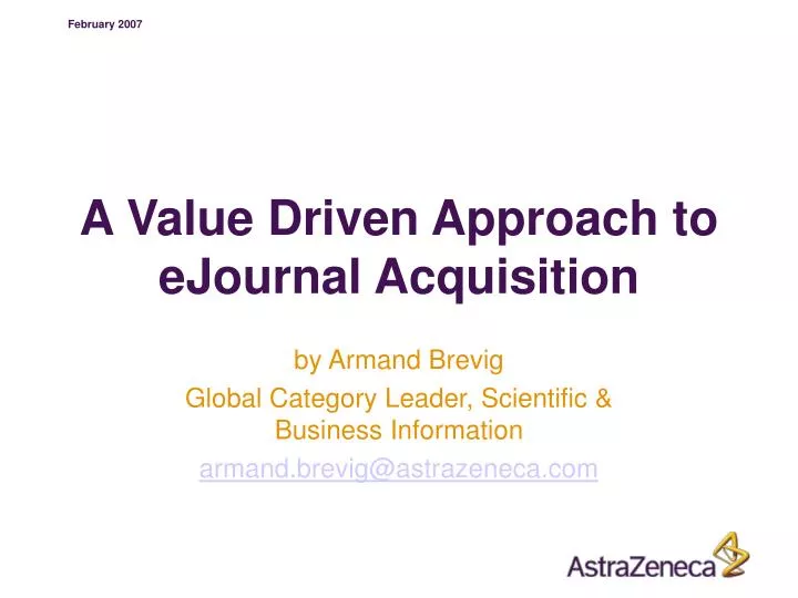 a value driven approach to ejournal acquisition