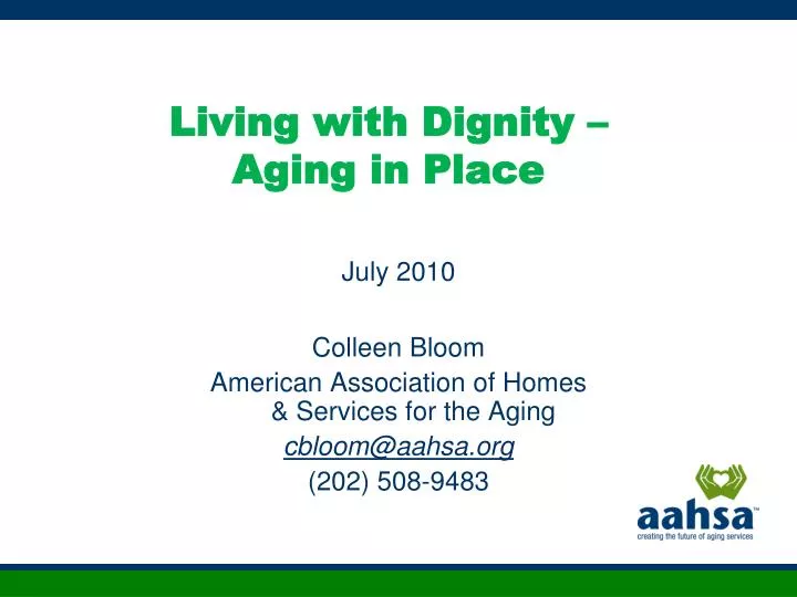 living with dignity aging in place