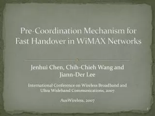 Pre-Coordination Mechanism for Fast Handover in WiMAX Networks