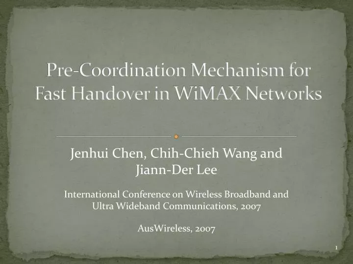 pre coordination mechanism for fast handover in wimax networks