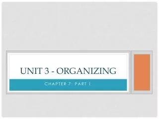 Unit 3 - Organizing