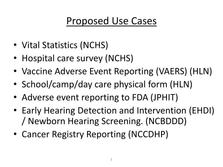 proposed use cases