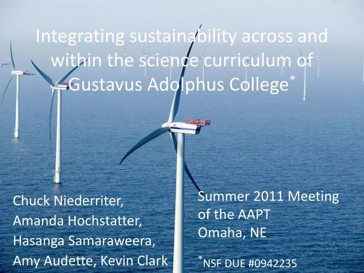 integrating sustainability across and within the science curriculum of gustavus adolphus college