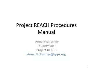 Project REACH Procedures Manual