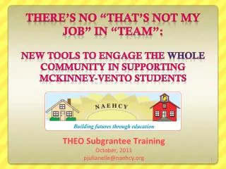 THEO Subgrantee Training October, 2011 pjulianelle@naehcy